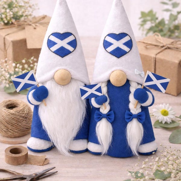 Scottish Saltire Gonk – Handmade Decorative Pair