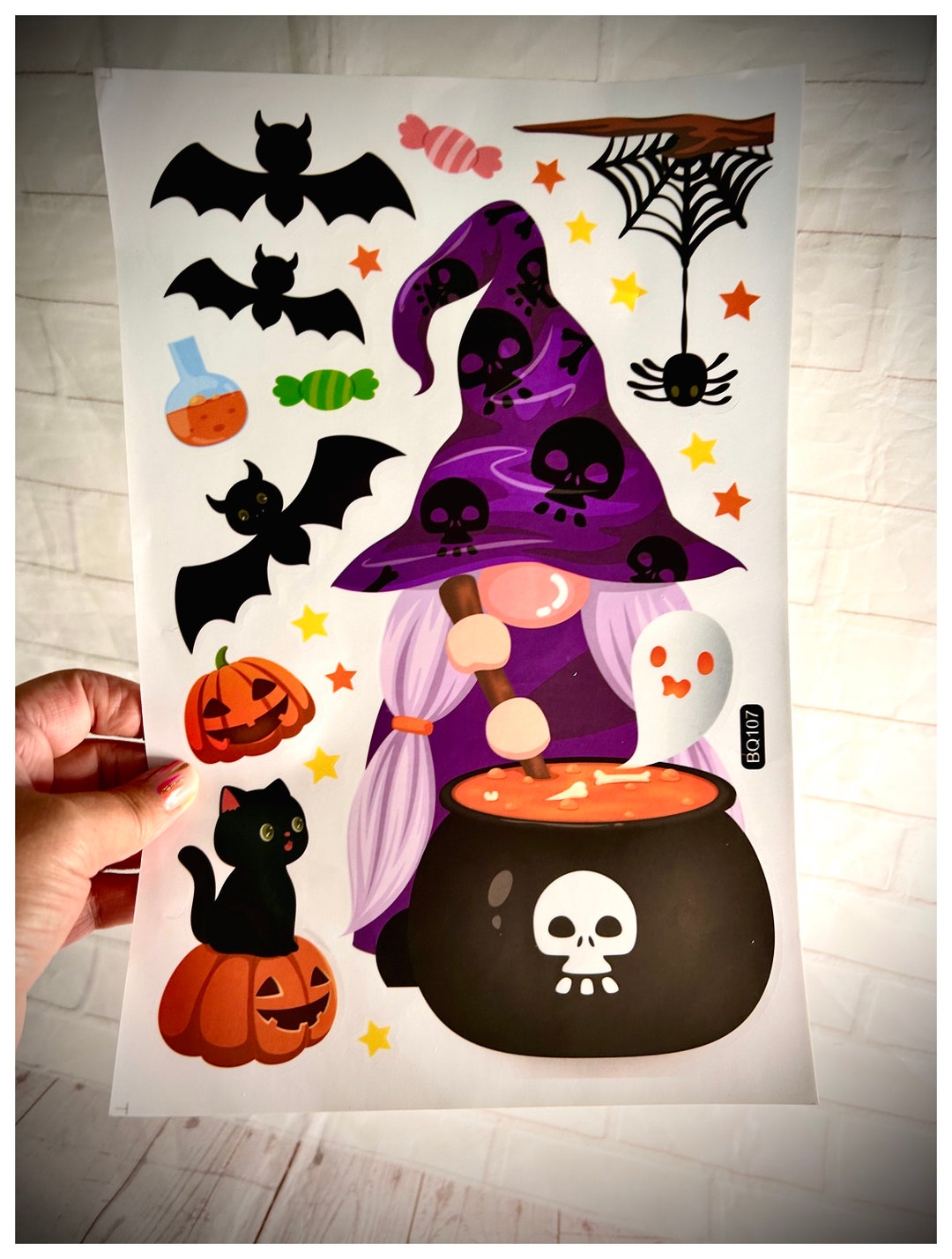 Halloween Gonk Witch Stickers, Window Decal, Nordic, Gnome, Swedish ...