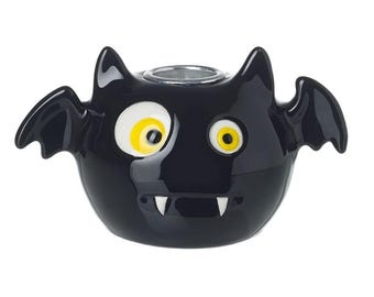 Black Ceramic Bat Candle Holder 11.5cm