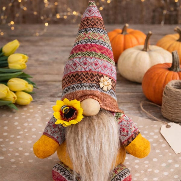 Sunflower Gnome, Nordic, Gonk, Swedish Tomte