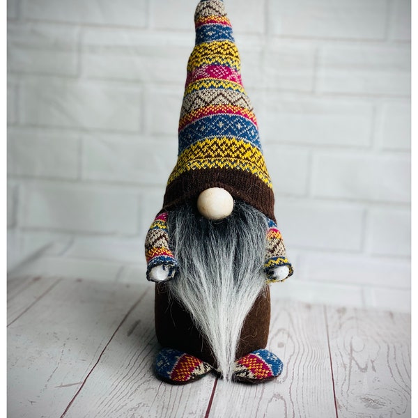 Handmade Winter Gnome, Brown, Gonk, Nordic, Swedish Tomte