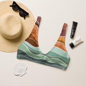 Desert Tides Recycled Plastic Scoop Bikini Swimsuit Top, Eco-Friendly Swimwear, Sustainable Beachwear,  Wildlife Conservation