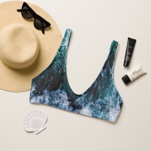 Turning TidesRecycled Plastic Scoop Bikini Swimsuit Top, Eco-Friendly Swimwear, Sustainable Beachwear,  Wildlife Conservation