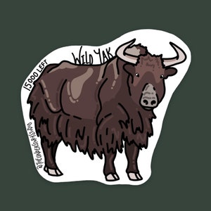 Wild Yak Endangered Species Aufkleber, Laptop Aufkleber, Tier Aufkleber, Geschenk für Biologen
