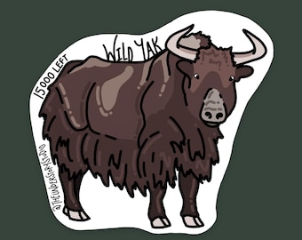 Pegatina de Yak Salvaje: Especie en Peligro de Extinción, Papel Reciclado