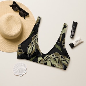 Kelp Forest Recycled Plastic Scoop Bikini Swimsuit Top, Eco-Friendly Swimwear, Sustainable Beachwear,  Wildlife Conservation