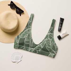 Recycled Plastic Scoop Bikini Swimsuit Top, Eco-Friendly Swimwear, Sustainable Beachwear,  Wildlife Conservation