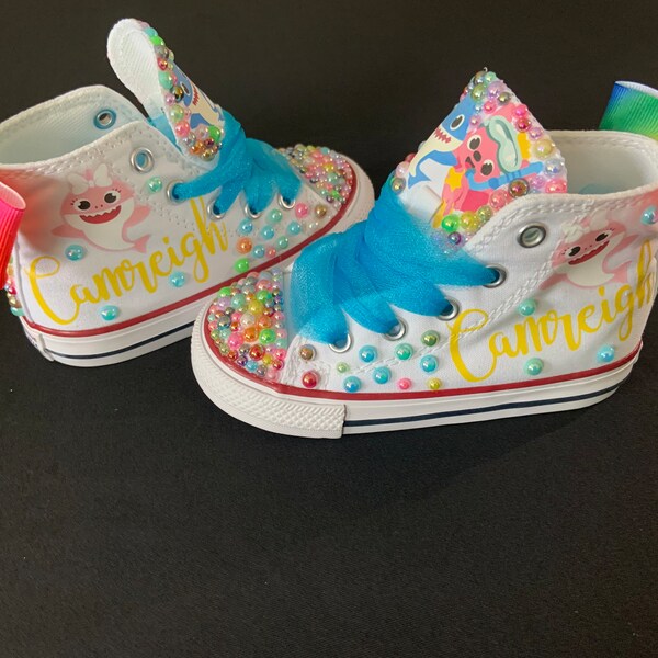 Baby Shark Girl Sneakers Etsy