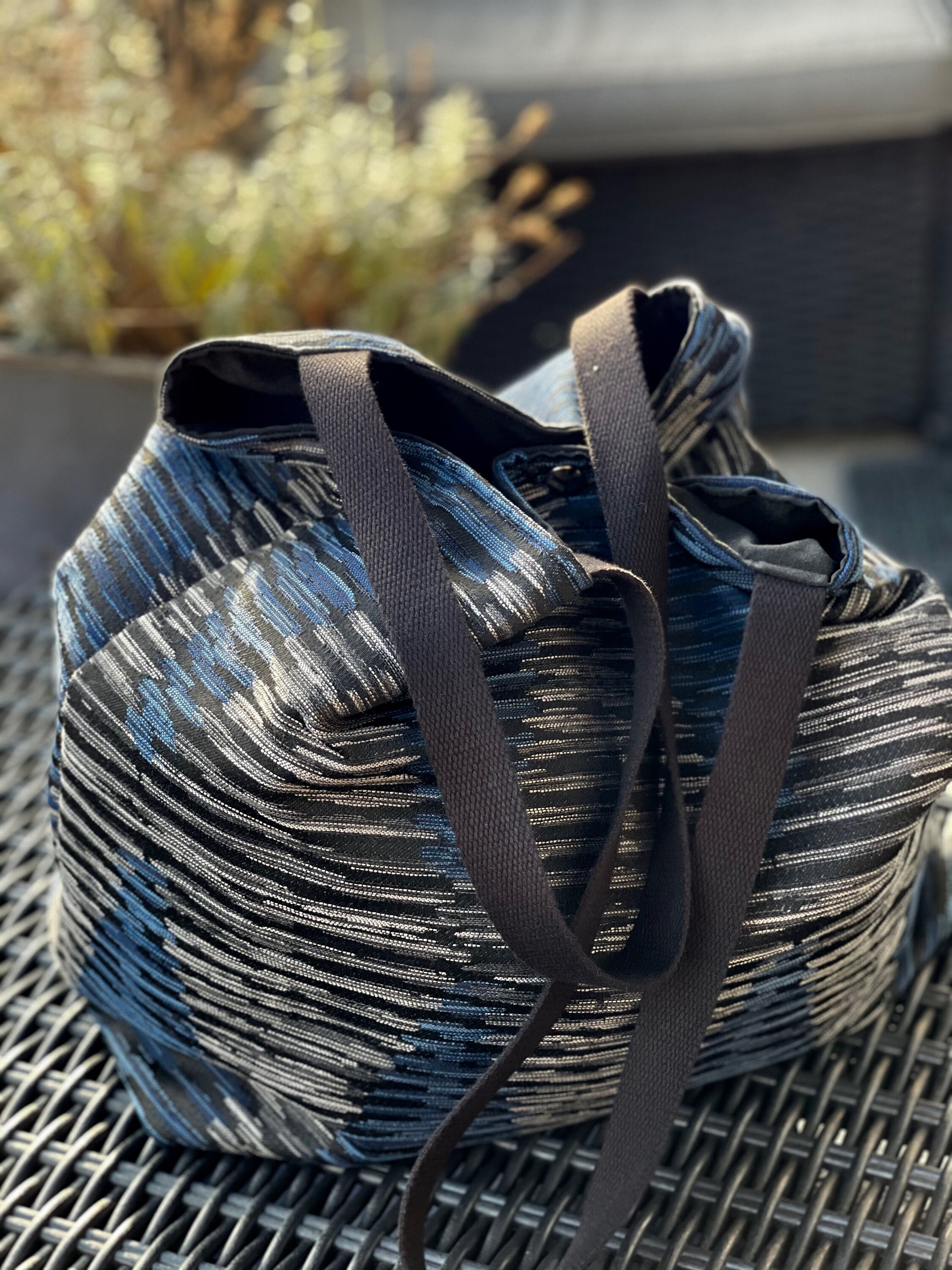 Blue Jacquard Fabric Vegan Bag Worn on the Shoulder Everyday Etsy UK