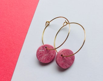 Medium Hoop Earrings | Handmade statement earrings polymer clay earrings dangle earrings mothers day gift for her