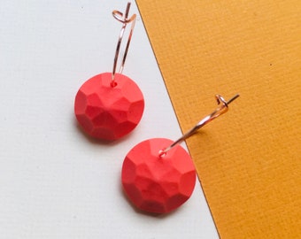 Polymer Clay small gem hoop earrings | Handmade statement earrings. polymer clay earring.