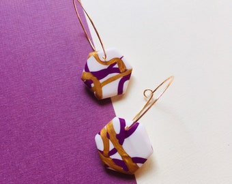 Hoop Earrings | Handmade statement earrings polymer clay earrings dangle earrings mothers day gift for her