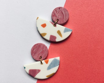 Terrazzo Earrings | Handmade Polymer Clay Earrings statement earrings colour dangle earrings