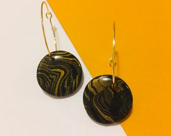 Medium Hoop Earrings | Handmade statement earrings polymer clay earrings dangle earrings. Space earrings.