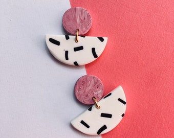 Retro Earrings | Handmade Polymer Clay Earrings statement earrings colour dangle earrings