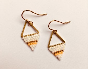 Seed Bead earrings | Handmade statement earrings ohrringe gold earrings triangle jewelry geometric dangle earrings mothers day gift for her