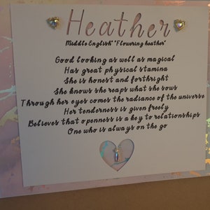 Marble shining card for any occasion with custom text Made to Order Name Meaning -HANDMADE CUSTOMISED CARD,  iridescent, colours reflective