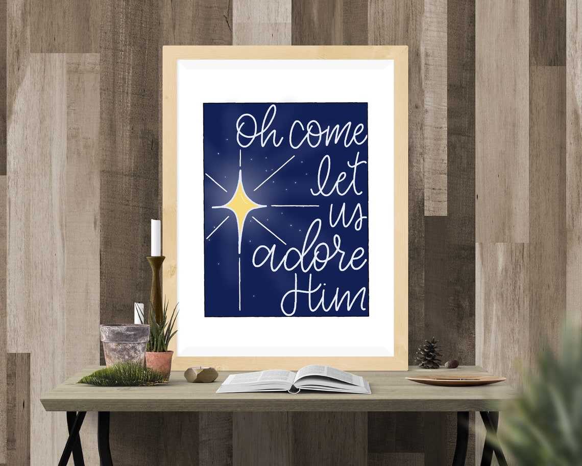 Oh Come Let Us Adore Him Print Christmas Song Print Arte di | Etsy