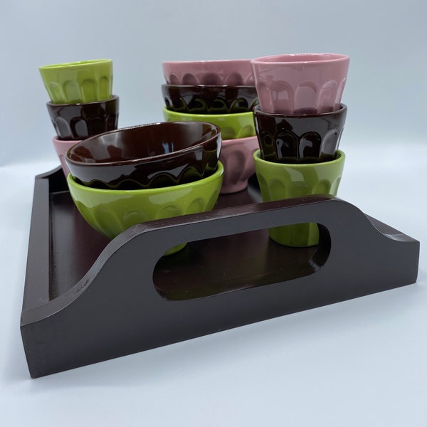 Service mini bowls + colored earthenware glasses / lunch, aperitif