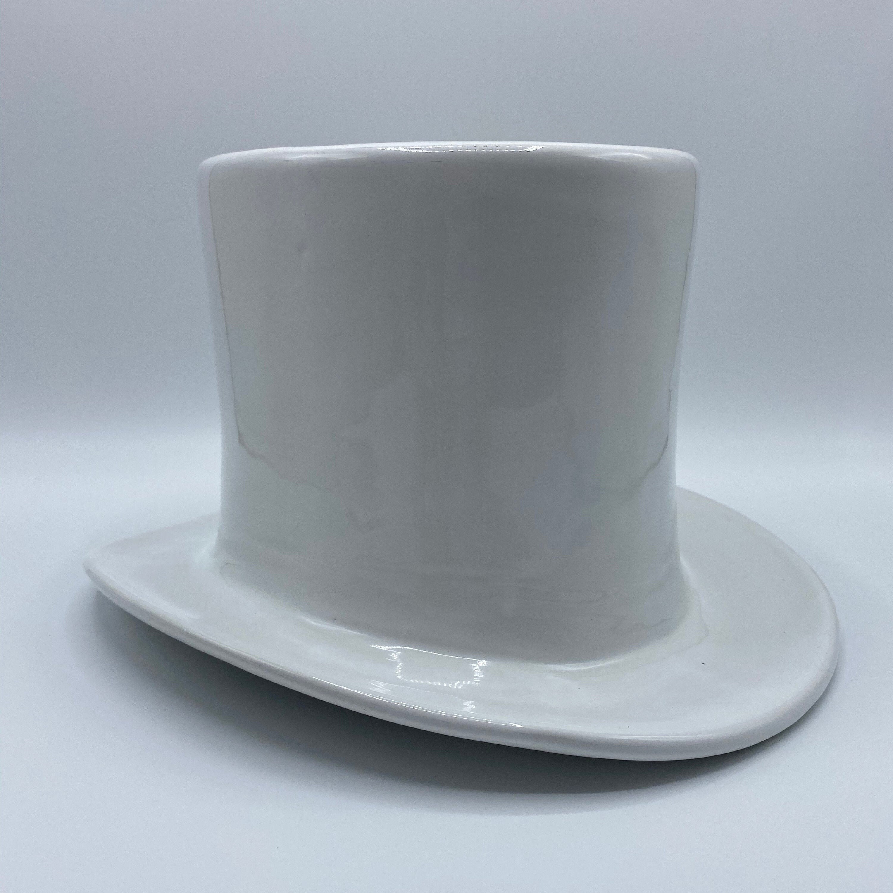 Cachepot/Vase Chapeau Blanc Haut Des Années 1990