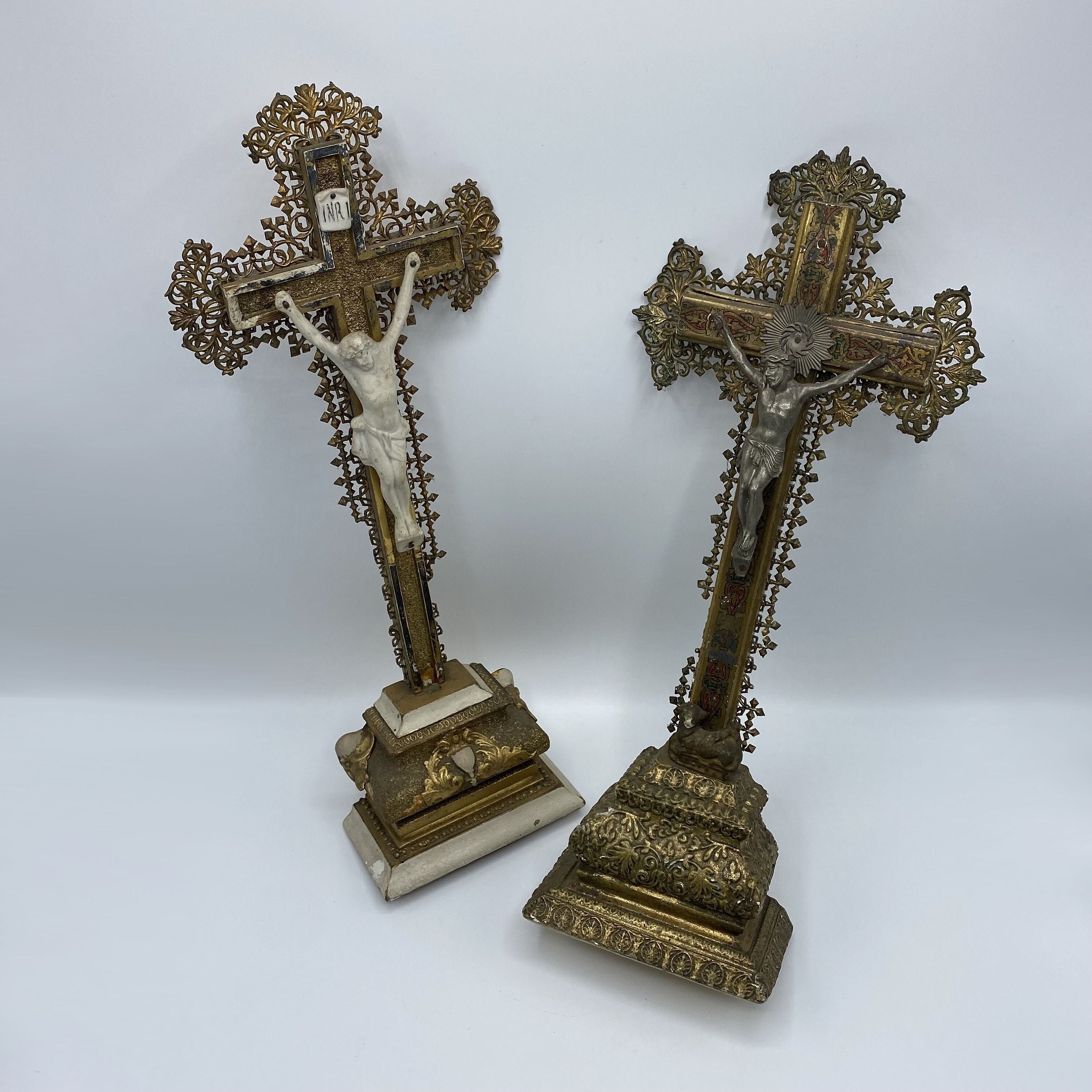 Crucifix d'autel Antique/Fin Du 19Ème Siècle Prière France