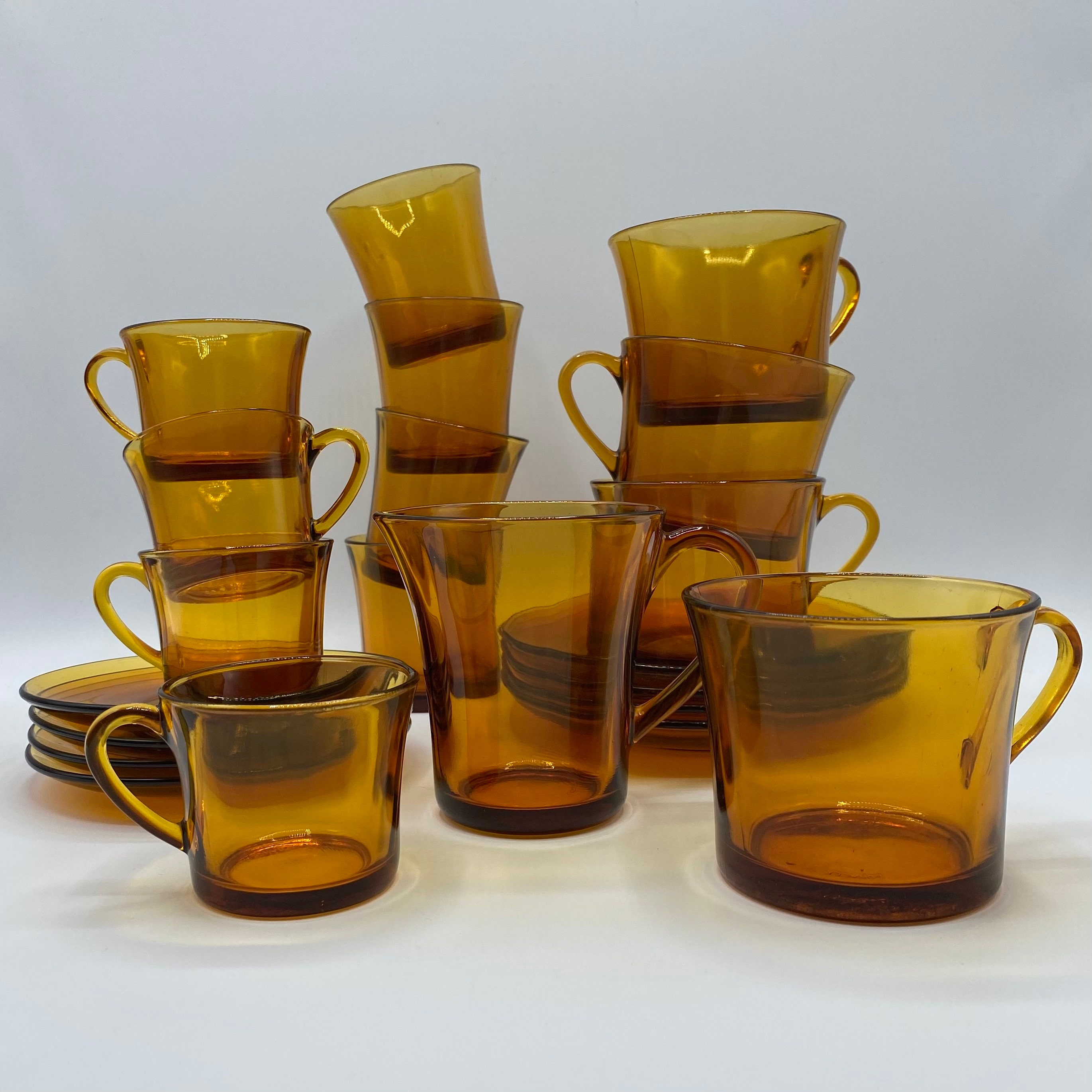 Duralex Service Petit Déjeuner Expresso, Café Long, Thé, France Vintage en Duralex Verre 1960/Ensemb