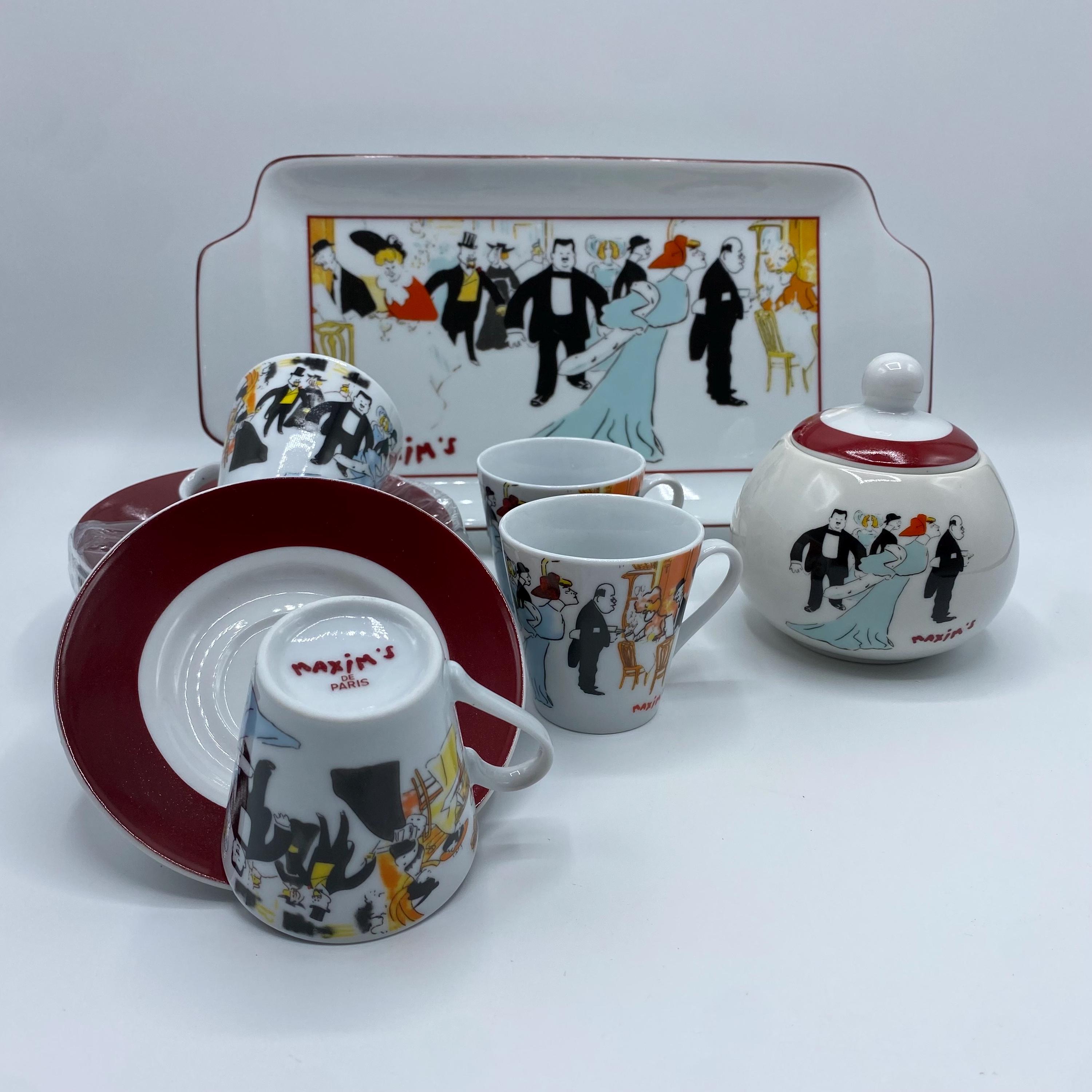 4 Tasses à café + 4 soucoupes Maxim's de Paris - Label Emmaüs