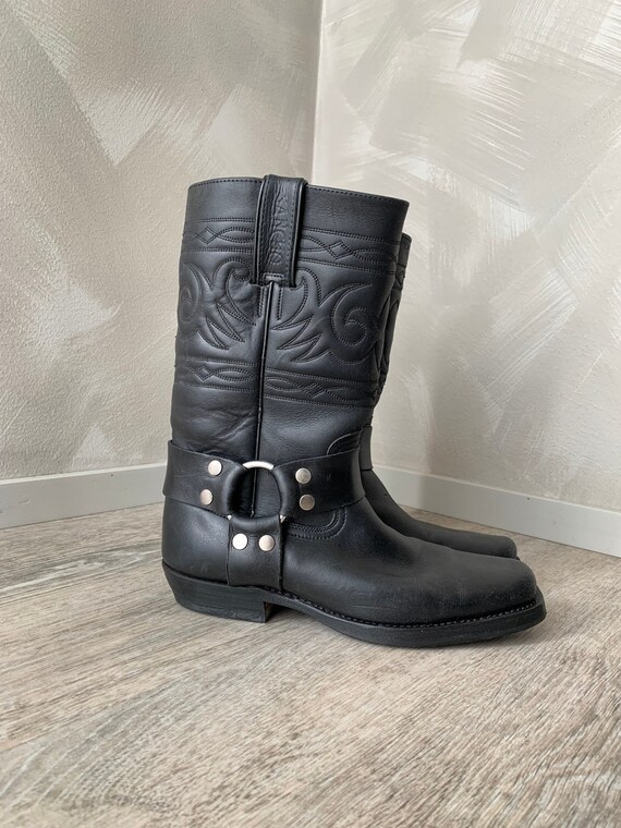 Vintage zwart lederen Cowboy Western laarzen van Sancho - Etsy Nederland
