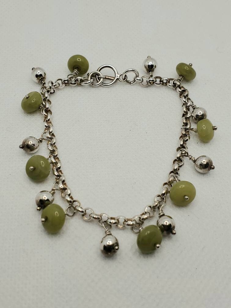 Handmade Jade and Sterling Silver Bracelet - Etsy