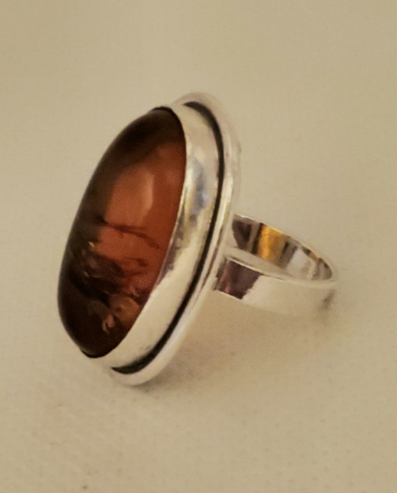 Vintage Turkish amber and silver ring