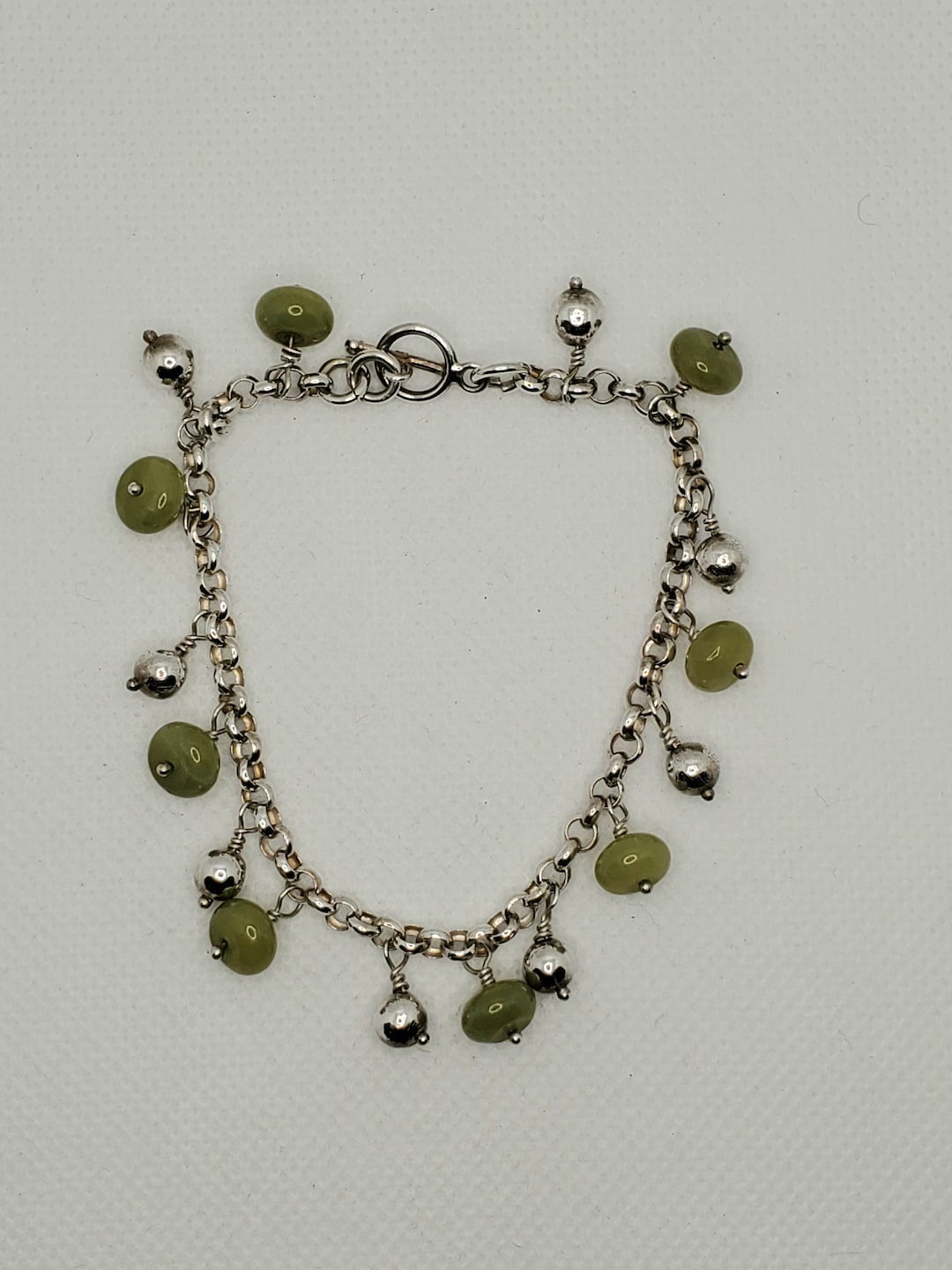 Handmade Jade and Sterling Silver Bracelet - Etsy