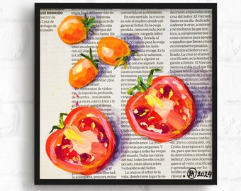 Tomato Kitchen Wall Art 3D Textured Painting Botanical New Home 30th Birthday Gift Newspaper Decor Food Ukrainian Modern Original Oil Art