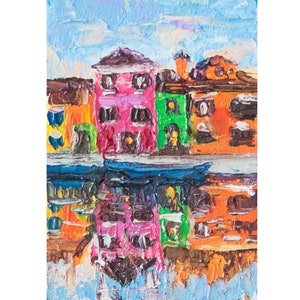 ACEO Amsterdam Oil Painting Original Netherlands Art Impasto Painting Holland Colorful Houses Cityscape 2.5 by 3.5 Inches