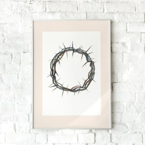 Crown Thorns Watercolor Painting Hand painted Artwork Jesus Christ God Christian Wall Art Decor Original Art Thorn Crown Religious Baptism