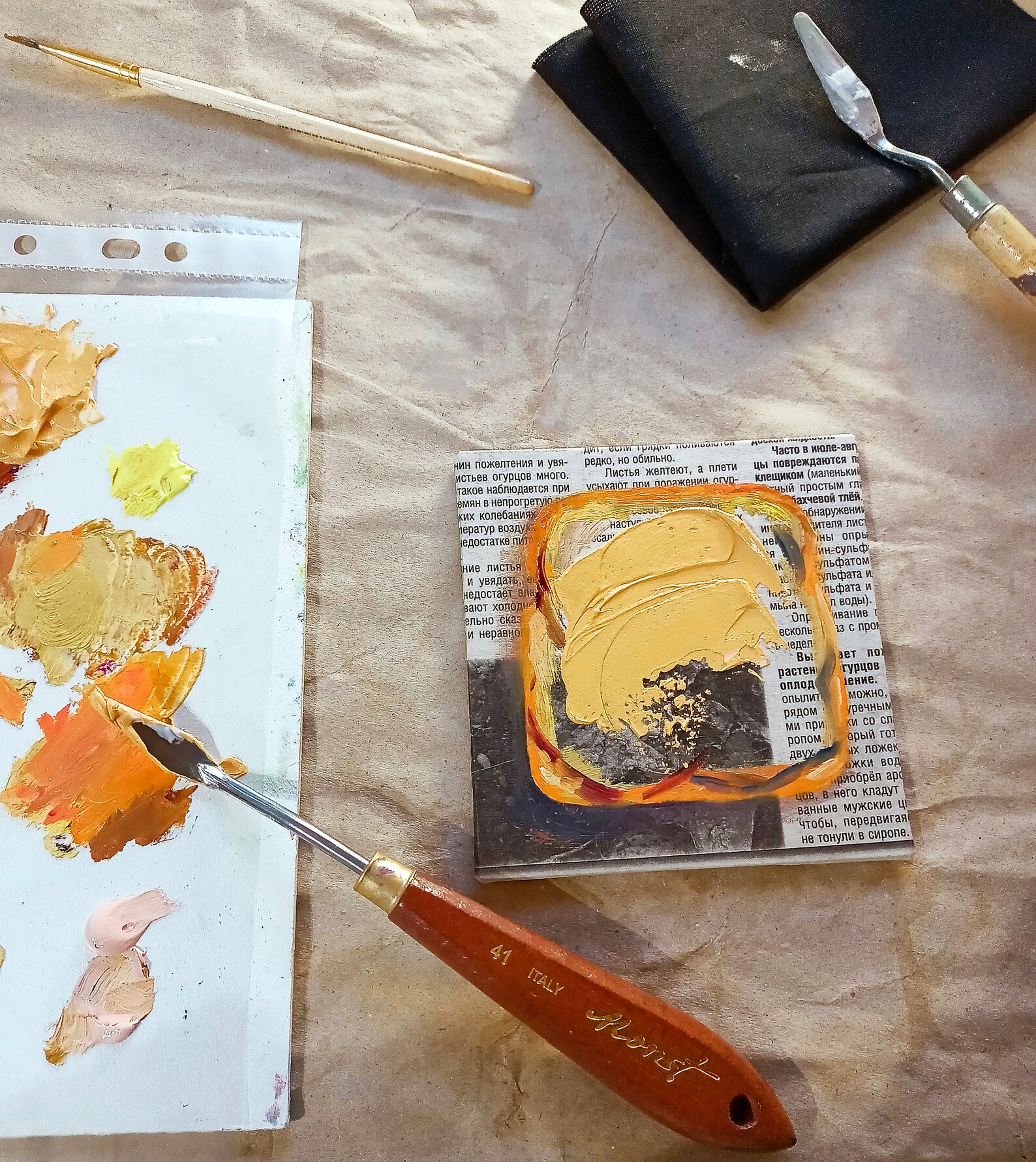 Peanut Butter Painting Bread Original Oil Art 4 by 4 Newspaper Etsy