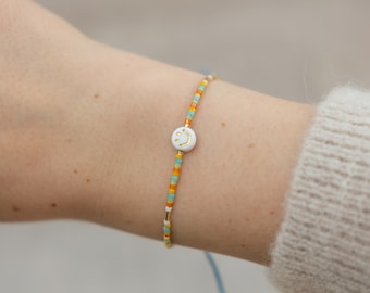 Colorful beaded bracelet "Smile More" | Miyuki Delica glass beads | Cotton bracelet | adjustable macrame knot | Smiley bead