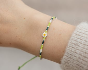 Colorful beaded bracelet "Let's Bloom" | Miyuki Delica glass beads | Cotton bracelet | adjustable macrame knot