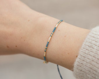 Colorful beaded bracelet "Midnight Sky" | Miyuki Delica glass beads | Cotton bracelet | adjustable macrame knot