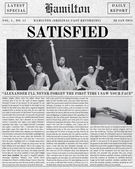 Alexander Hamilton Satisfied Lyrics Hamilton Musical Hamilton Song