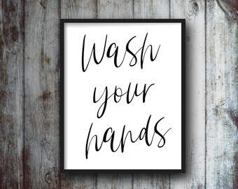 Wash Bathroom Farmhouse Printable Sign, Bathroom Sign for Farmhouse, Printable Farmhouse Bathroom Decor Sign, Wash Your Hands Sign