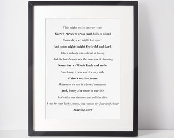 Starting Over Chris Stapleton Lyrics, Country Song Quote Sign, Country Boy Lyrics, Printable Lyric Art for Farmhouse, Chris Stapleton Sign