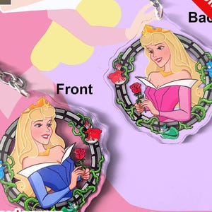 PRÉCOMMANDE - La Belle au bois dormant, Aurore Disney - Porte-clés double face (7 cm), Accessoire, Princesse Disney