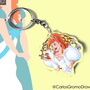 Giselle Enchanted, Giselle Disney - Double-sided keychain (7 cm), accessory, Disney Princess