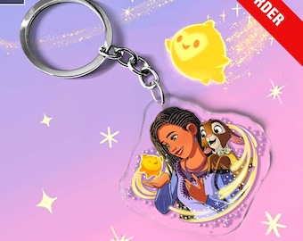 PREORDER - WISH, Asha Disney - Llavero a doble cara (7 cm), accesorio, Star, Valentino, Princesa Disney