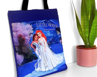 SACS FOURRE-TOUT La Petite Sirène Disney Halle Bailey. Impression complète, Totebag partout