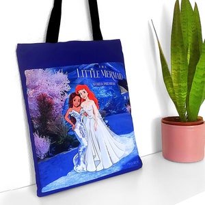 The Little Mermaid Disney TOTE BAGS Halle Bailey. Full print, Tote bag All over