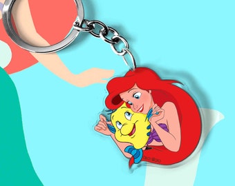 La Sirenita, Ariel y Flounder - Llavero (6cm), accesorio, Princesa Disney