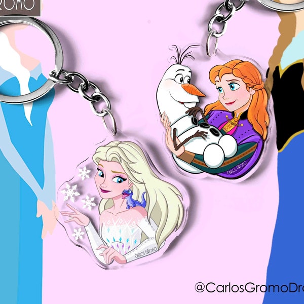 FROZEN Elsa, Anna y Olaf - Llavero (7cm), accesorio, Princesa Disney