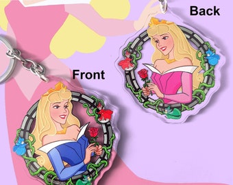 Sleeping Beauty, Aurora Disney - Double Sided Keychain (7 cm), Accessory, Disney Princess
