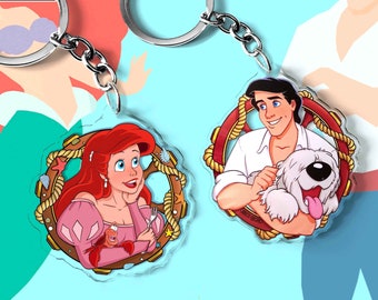 La Sirenita, Ariel y Eric - Llavero Disney (6cm), accesorio Disney